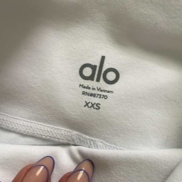 Pure white Alo yoga pants w/ mesh siding - Picture 2 of 4